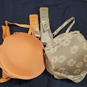 Just Be Orange and Gray Floral Bras